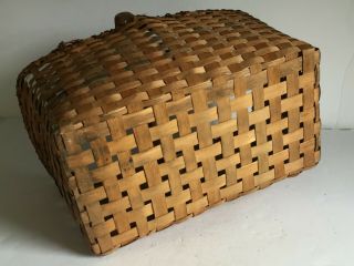 Vintage Hand Woven Folk Art Wicker RATTAN Handled Basket 15 