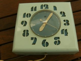 Vintage Telechron Green Kitchen Wall Clock Art Deco Style