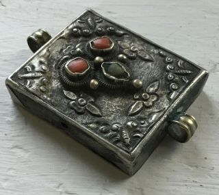 Qing Dynasty China Chinese Carved Silver Jade Carnelian Pendant Unique
