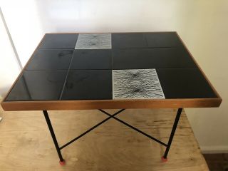 1950s Tile Top Table With Folding Removable Base