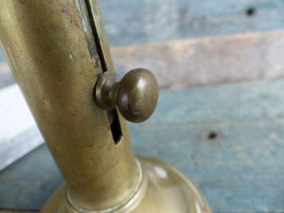 antique primitive 18th c brass push up candle stick hog scraper holder aafa 6.  75 5