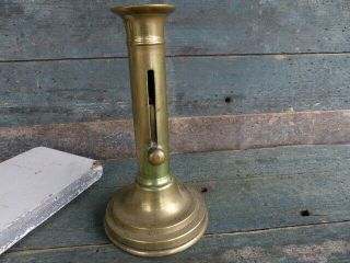 Antique Primitive 18th C Brass Push Up Candle Stick Hog Scraper Holder Aafa 7 "
