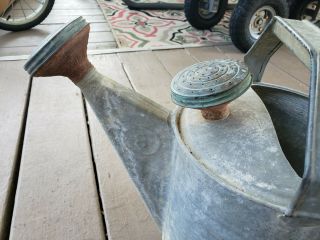 ANTIQUE VTG GALVANIZED METAL WATERING CAN ROSE SPRINKLER NOZZLE 8 2 Gallon Dual 6