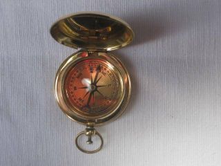 Antique Vintage Hunter Style Polished Brass Pocket Compass - Ross Of London - Fab
