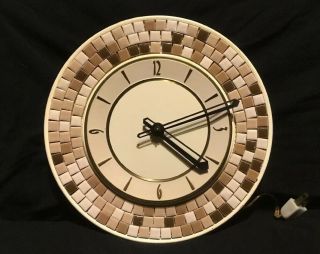 Vintage Mid Century Modern Mosaic Electric Kitchen Clock