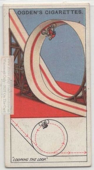Bicycle Looping The Loop Demonstrates Centrifugal Force C90 Y/o Trade Ad Card