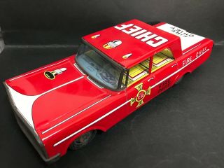 FIRE CHIEF 1960 ' s LARGE TIN CAR,  MADE IN JAPAN 2