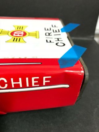 FIRE CHIEF 1960 ' s LARGE TIN CAR,  MADE IN JAPAN 3