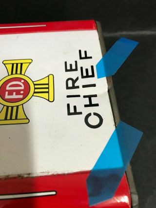 FIRE CHIEF 1960 ' s LARGE TIN CAR,  MADE IN JAPAN 4