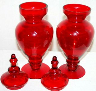 Antique / Vintage X - Large 16.  5 " Ht. ,  Blown Glass Apothecary Covered Jars