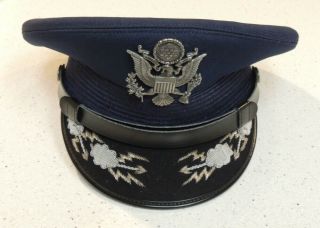 Vintage Usaf Us Air Force Officer Service Dress Blues Hat Cap Bernard Sz 6 3/4