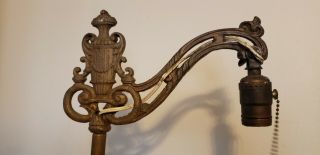 ANTIQUE/ VINTAGE EARLY 1900 ' S BRIDGE ARM WROUGHT IRON FLOOR LAMP 3