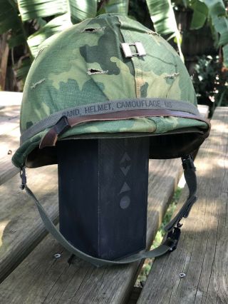 Vietnam War M1 Helmet Named To Officer - Early War 1962 Cover & Late 50’s Liner