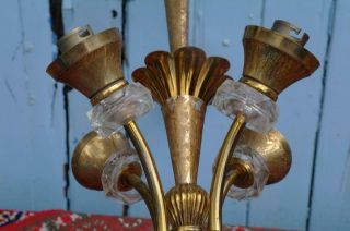 LARGE Antique French Chandelier 14arm Brass & Cut Glass 1920 ' s Hollywood Regency 4