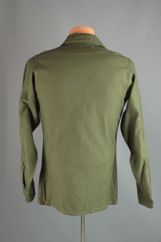 Vtg Men ' s 1967 Vietnam War US Army Sateen Uniform Shirt 60s 70s XS Long 5512 3