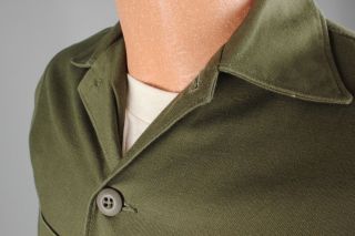 Vtg Men ' s 1967 Vietnam War US Army Sateen Uniform Shirt 60s 70s XS Long 5512 5