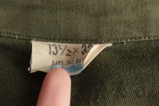 Vtg Men ' s 1967 Vietnam War US Army Sateen Uniform Shirt 60s 70s XS Long 5512 7