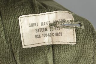 Vtg Men ' s 1967 Vietnam War US Army Sateen Uniform Shirt 60s 70s XS Long 5512 8