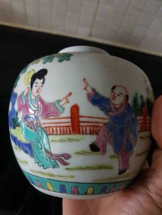 Old Chinese Porcelain,  Enamel Handpainted Jar. 8