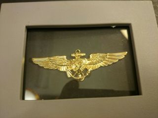 USN NAVY ASTRONAUT OFFICER Qualification Badge pin Wings mkd V - 21 - N USMC vintage 2