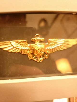 USN NAVY ASTRONAUT OFFICER Qualification Badge pin Wings mkd V - 21 - N USMC vintage 5