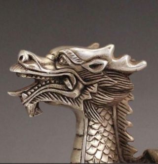 Collectibles Huge Chinese Tibetan Silver Handwork luck Dragon Statue 6