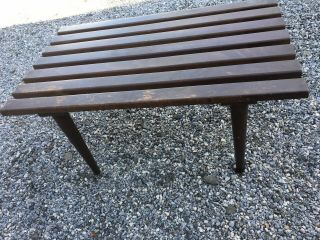 Vintage Mid Century Modern Solid Wood Slat Bench Table 30 X 18 X 14 Yugoslavia 3