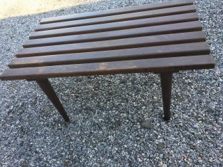 Vintage Mid Century Modern Solid Wood Slat Bench Table 30 X 18 X 14 Yugoslavia 4