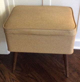 Vintage Mid Century Modern Singer Sewing Box Cushion Seat