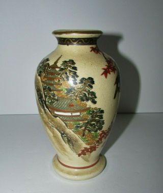 Antique Signed Japanese Satsuma Vase With Birds 462