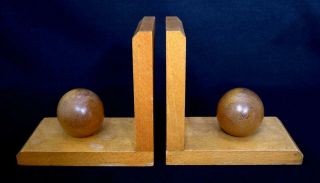 Art Deco Wooden Bookends Fabulous Geometric Period Design C1930s