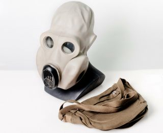 Soviet PBF Russian Military Gas mask EO - 19.  Grey full set and GP 5 Black MASK 3