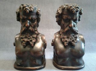 Vintage And Highly Carved Wood Bookends Of Possibly Socrates.