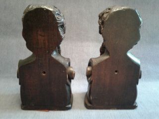 Vintage and Highly Carved Wood Bookends of possibly Socrates. 2