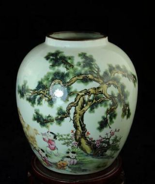 China Old Hand - Made Famille - Rose Porcelain Three Sheep Pot/yongzheng Mark C01