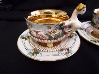 Rare Capodimonte Cup And Saucer 604 Nude Lady Handle