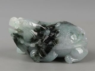 Chinese Exquisite Hand Carved Dragon Turtle Carving Jadeite Jade Statue