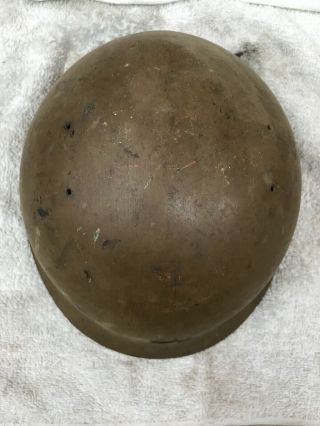 WW II Japanese Combat War Helmet.  With Liner And Chin Strap. 3
