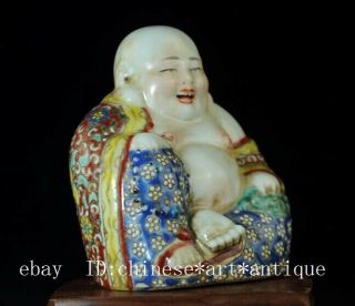 chinese old hand - made famille rose porcelain maitreya buddha statue b01 2