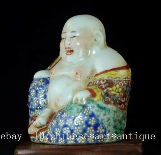 chinese old hand - made famille rose porcelain maitreya buddha statue b01 3