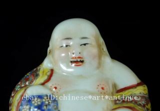 chinese old hand - made famille rose porcelain maitreya buddha statue b01 5