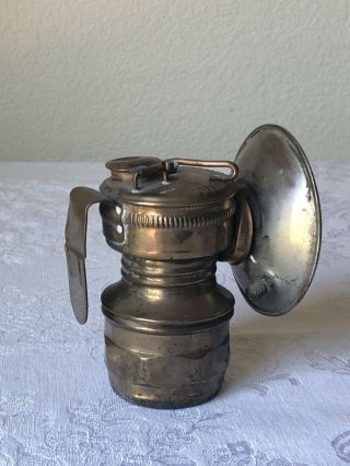 Antique Brass Auto - Lite Carbide Miners Lamp Universal Lamp Co Cap Light