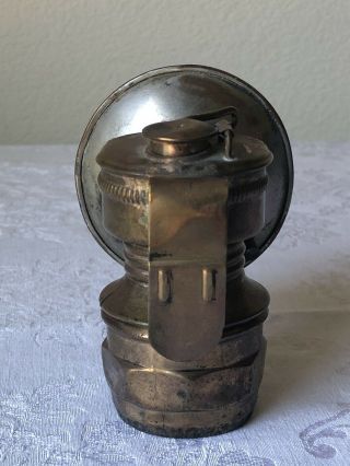 Antique BRASS AUTO - LITE Carbide MINERS LAMP Universal Lamp Co Cap Light 2