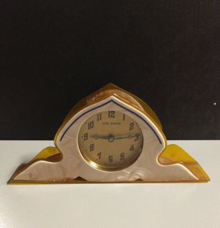 Vintage Haven Art Deco Celluloid Wind Up Mantle Clock