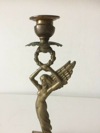 Vintage/Antique French Brass Candlestick on Marble Base 3