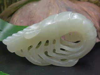 Chinese Antique Celadon Nephrite Hetian - Jade Statue Hollowed Prawns Pendant