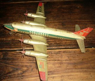 Vintage Rare Northwest Dc 7c Friction Tin Toy Linemar Toys Japan Airplane