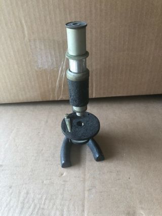 Antique Or Vintage Cast Iron,  Brass & Steel Small Microscope.