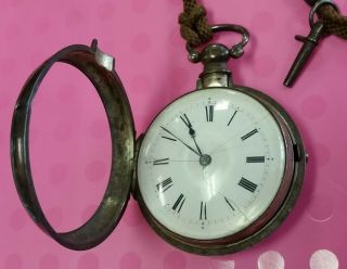RARE ANTIQUE STERLING SILVER Key Wind POCKET WATCH by R.  JOHNSTONE,  LONDON 1812 5