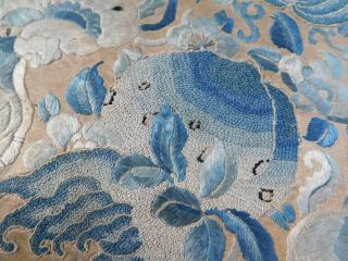 ANTIQUE CHINESE EMBROIDERED SILK PANEL,  FORBIDDEN STITCH FLOWERS / INSECTS 3